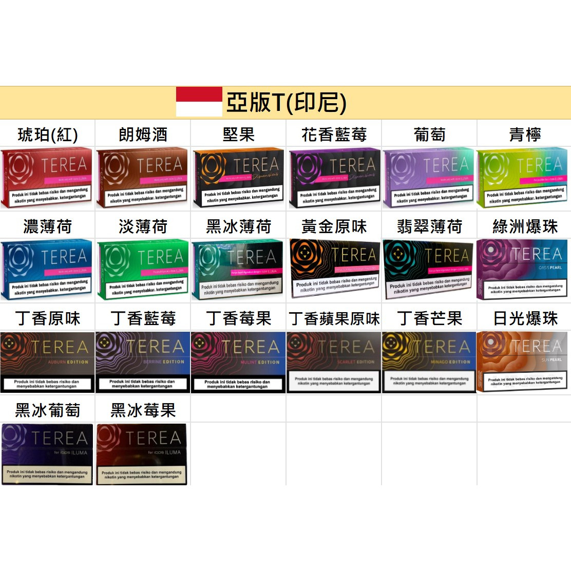 🇮🇩亞版TEREA (印尼)、亞T - (IQOS ILUMA專用)-IQOS加熱煙台灣代購-TEREA煙彈
